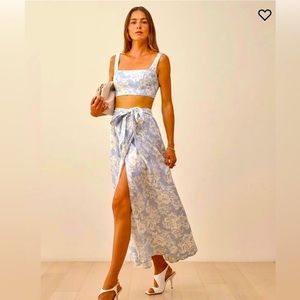 Reformation Palm Floral Print Linen Skirt Set